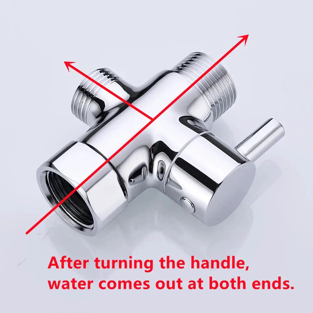 Bidet chrome T adapter with shut-off valve, 3-way fittings for handheld toilet spray