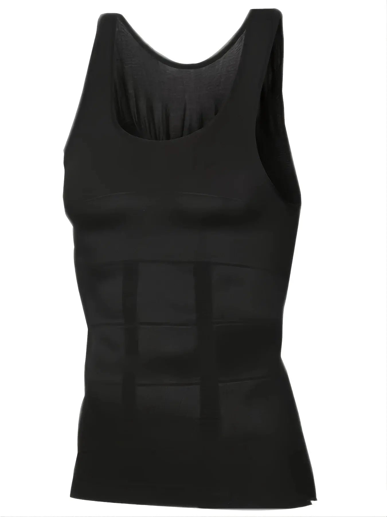 Men's black compression body shaper tank top by Simples Market, slimming vest.