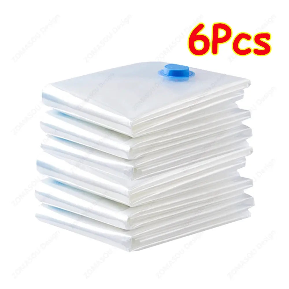 1 To 24 Pcs Reusable Vacuum Storage Bags With Hand Pump For Clothes And Travel Space Saving Clear Folding Bags