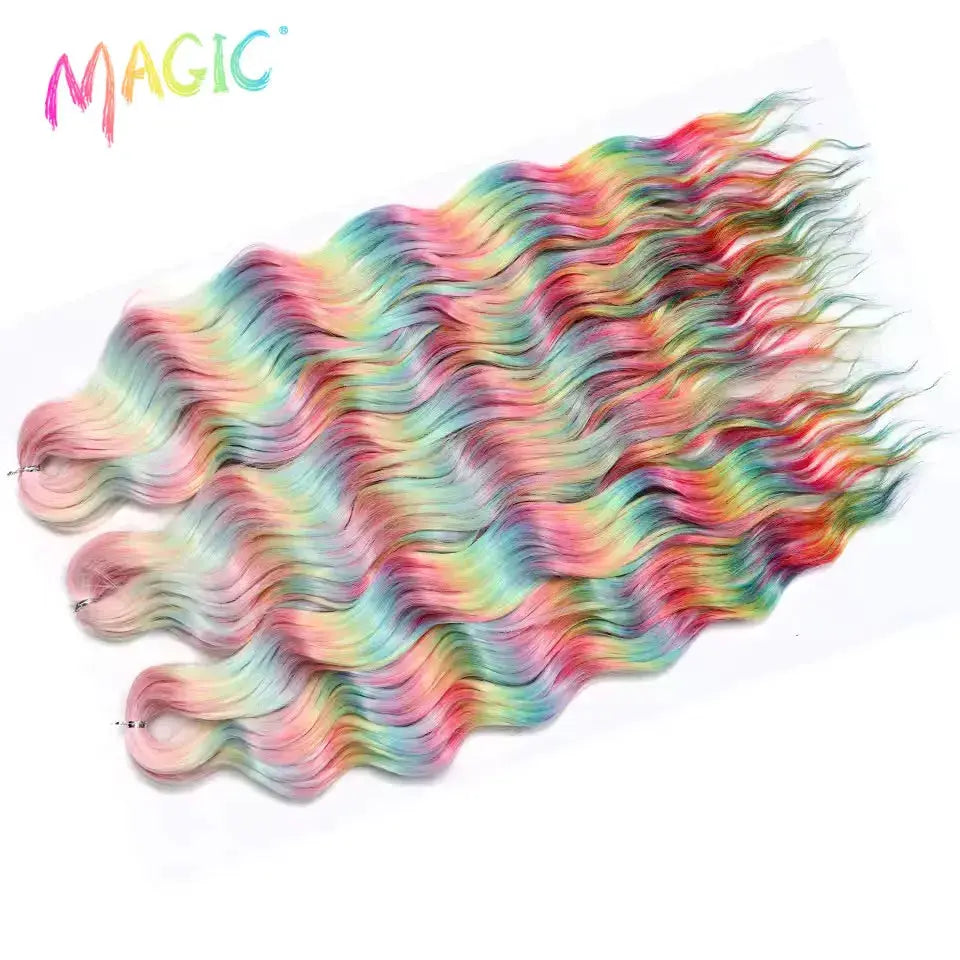Anna synthetic hair extensions 24in water-wave rainbow ombre by Magic