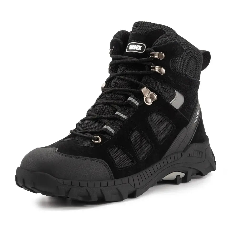 SUADEX S1 black steel-toe safety boot, rugged men's work shoe with anti-slip sole