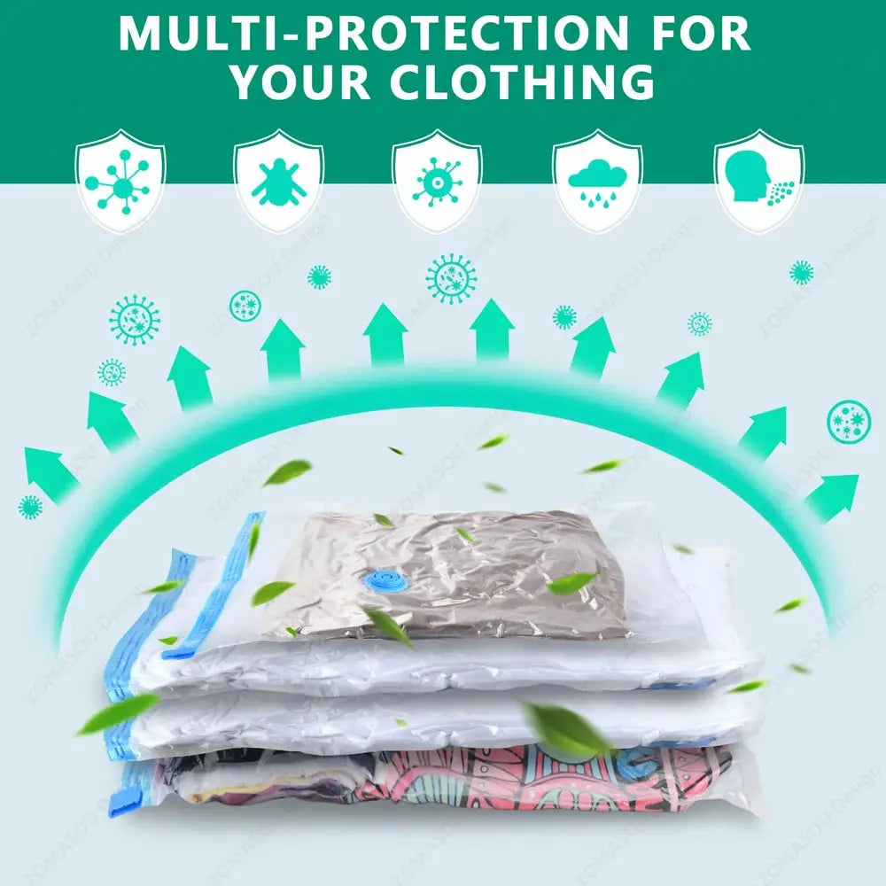 1 To 24 Pcs Reusable Vacuum Storage Bags With Hand Pump For Clothes And Travel Space Saving Clear Folding Bags