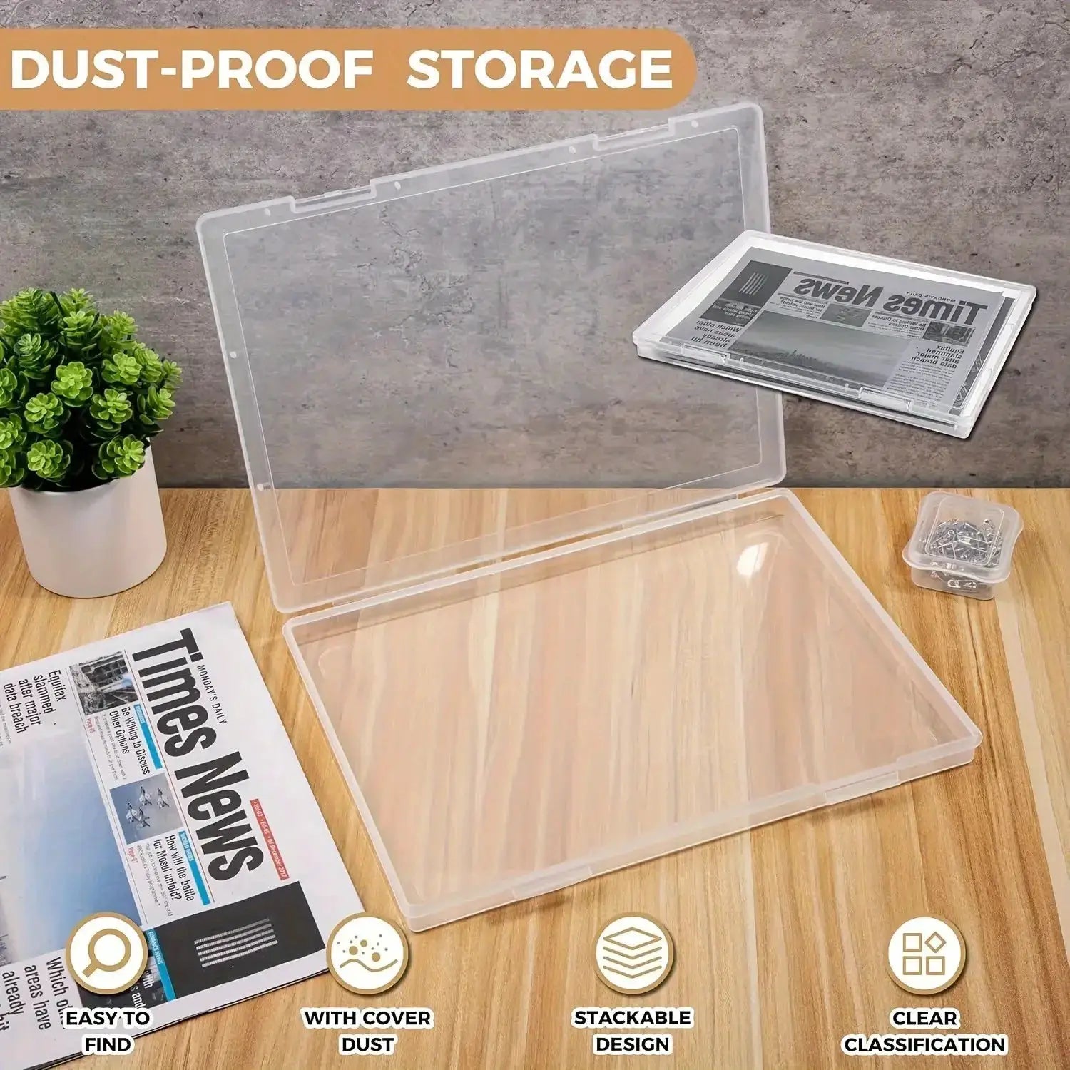 Simples Market A4 clear plastic storage containers with lids, 4/8 pack, stackable