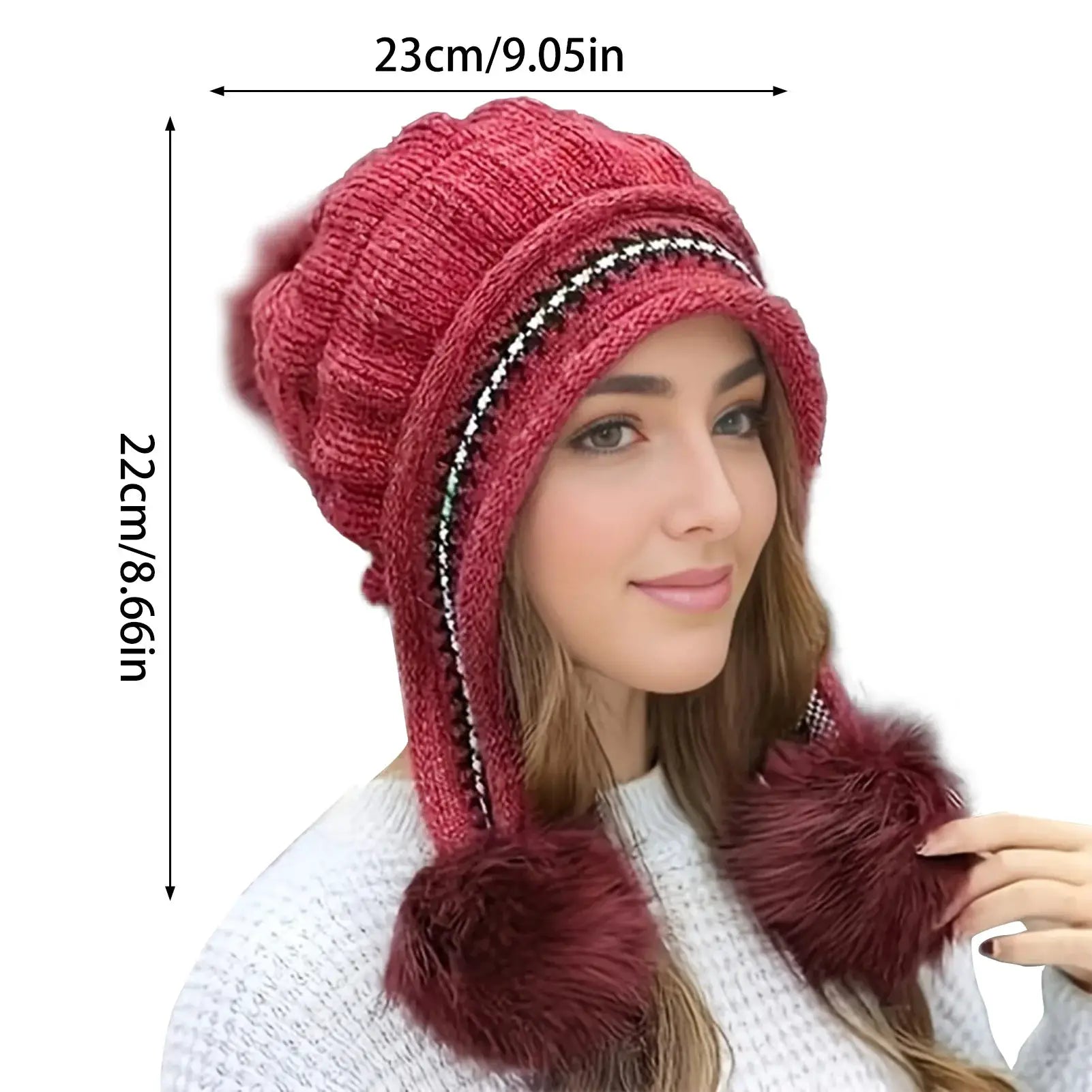 ArcticGlow Womens Winter Fur Hat With Fleece Lining And Earflaps Soft Slouchy Beanie For Cold Weather