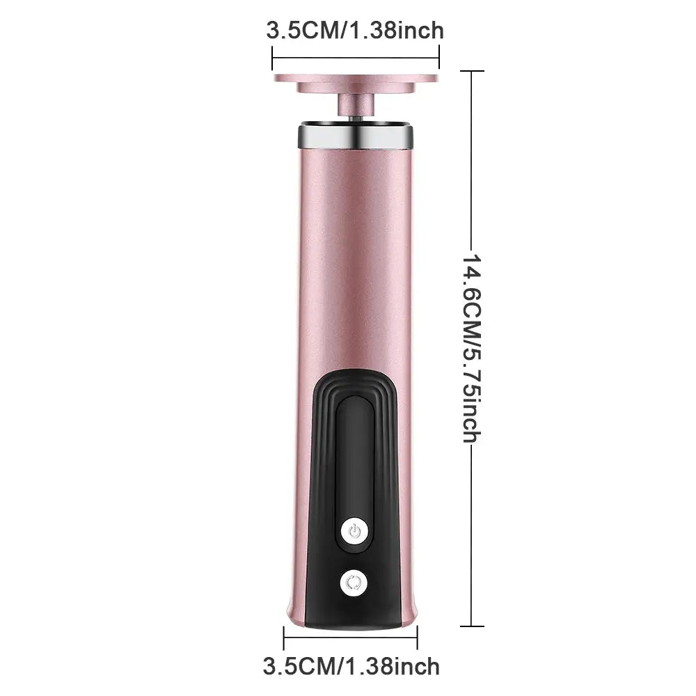 Electric foot callus remover in pink with black grip and control buttons