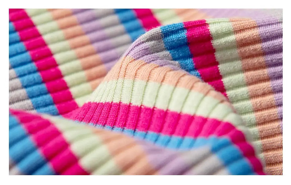 3-piece women’s cotton low-waist panties in rainbow stripe pattern by Simples Market NK606