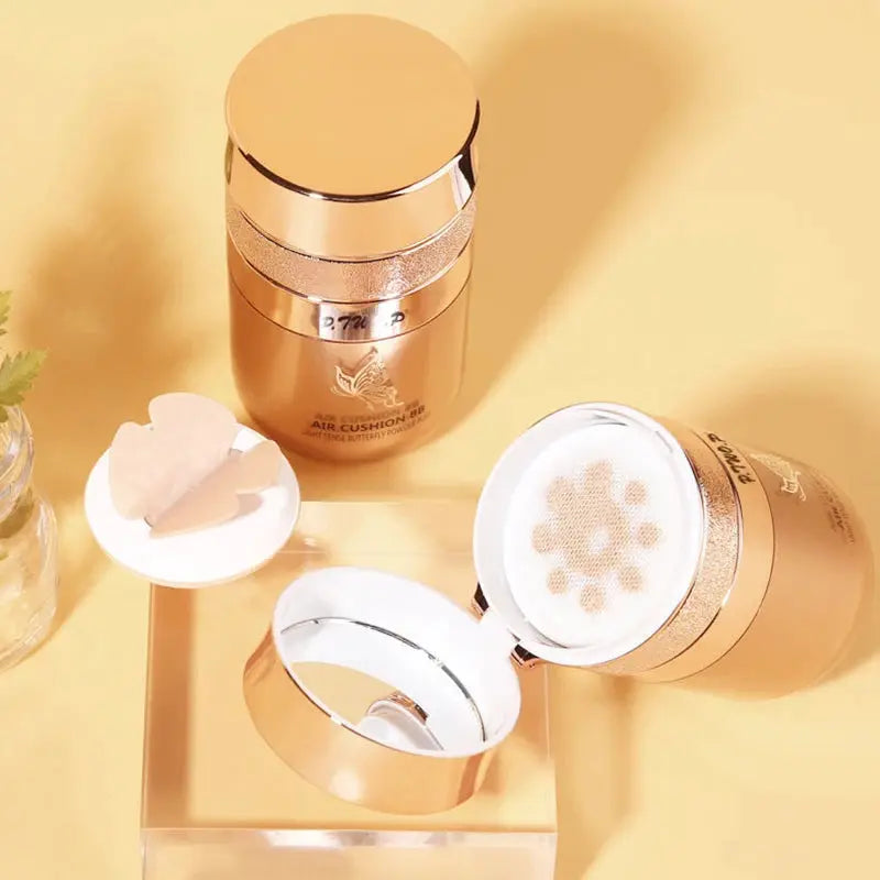 AuraGlow Air Cushion BB Cream Moisturizing Oil Control Foundation Concealer Whitening With Butterfly Powder Puff