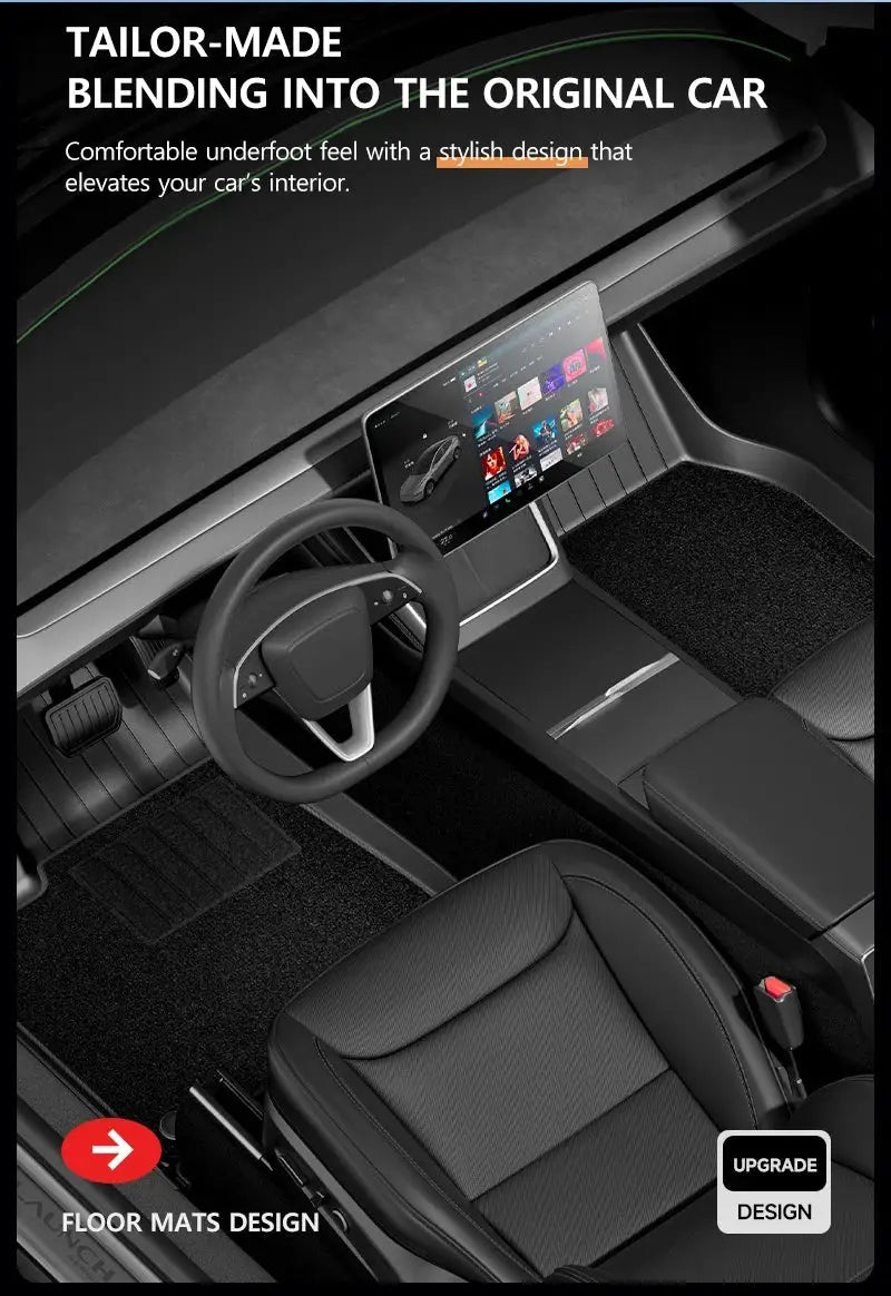 NovaAcc all-weather floor mats for Tesla Model Y/Model 3, Highland black TPE mats by Simples Market