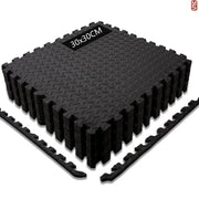 Interlocking EVA foam gym mats by Simples Market, 30x30 cm, black textured non-slip surface