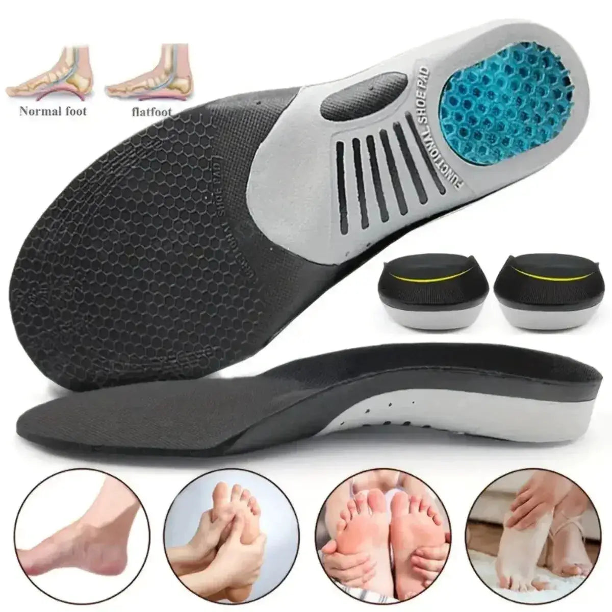StrideSure Orthopedic Insoles For Flat Feet And Plantar Fasciitis With Breathable Bamboo Fiber And Shock Absorption