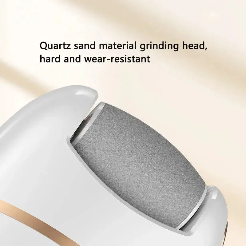 Electric foot grinder with rechargeable body and quartz sand grinding head, hard and wear-resistant