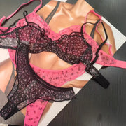 Floral Prints Women Lingerie Set Lace Bra Ultra Thin Bralette