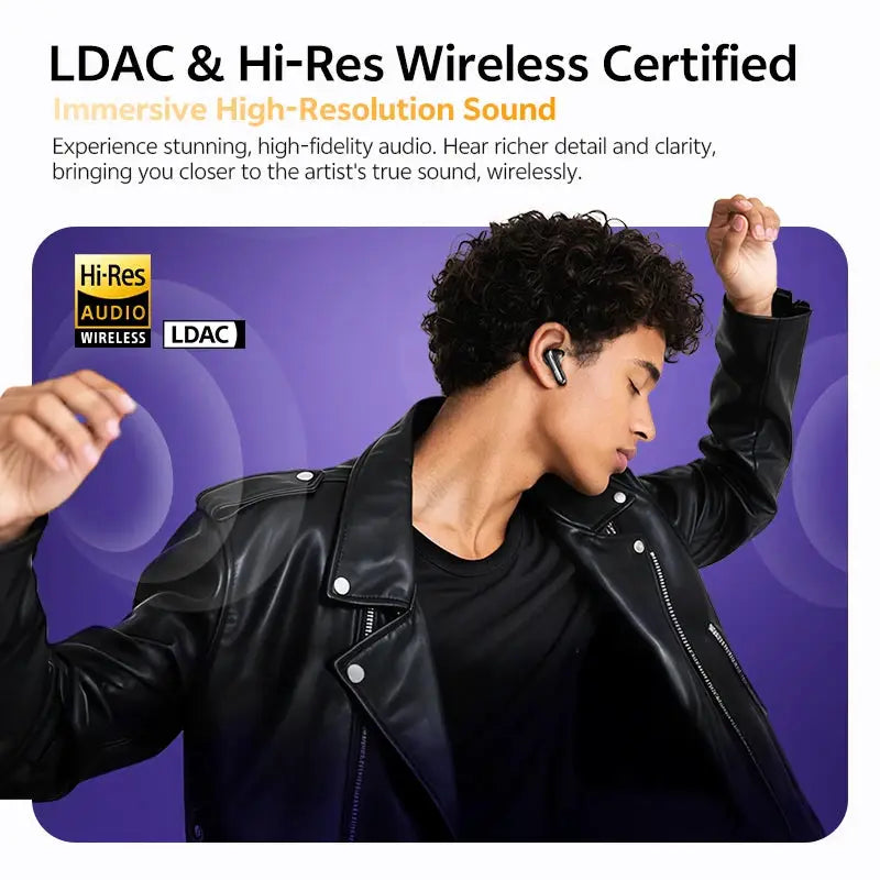 QCY HT18 MeloBuds N70 wireless earbuds by Simples Market, black; LDAC Hi-Res Bluetooth 6.0 with adaptive ANC