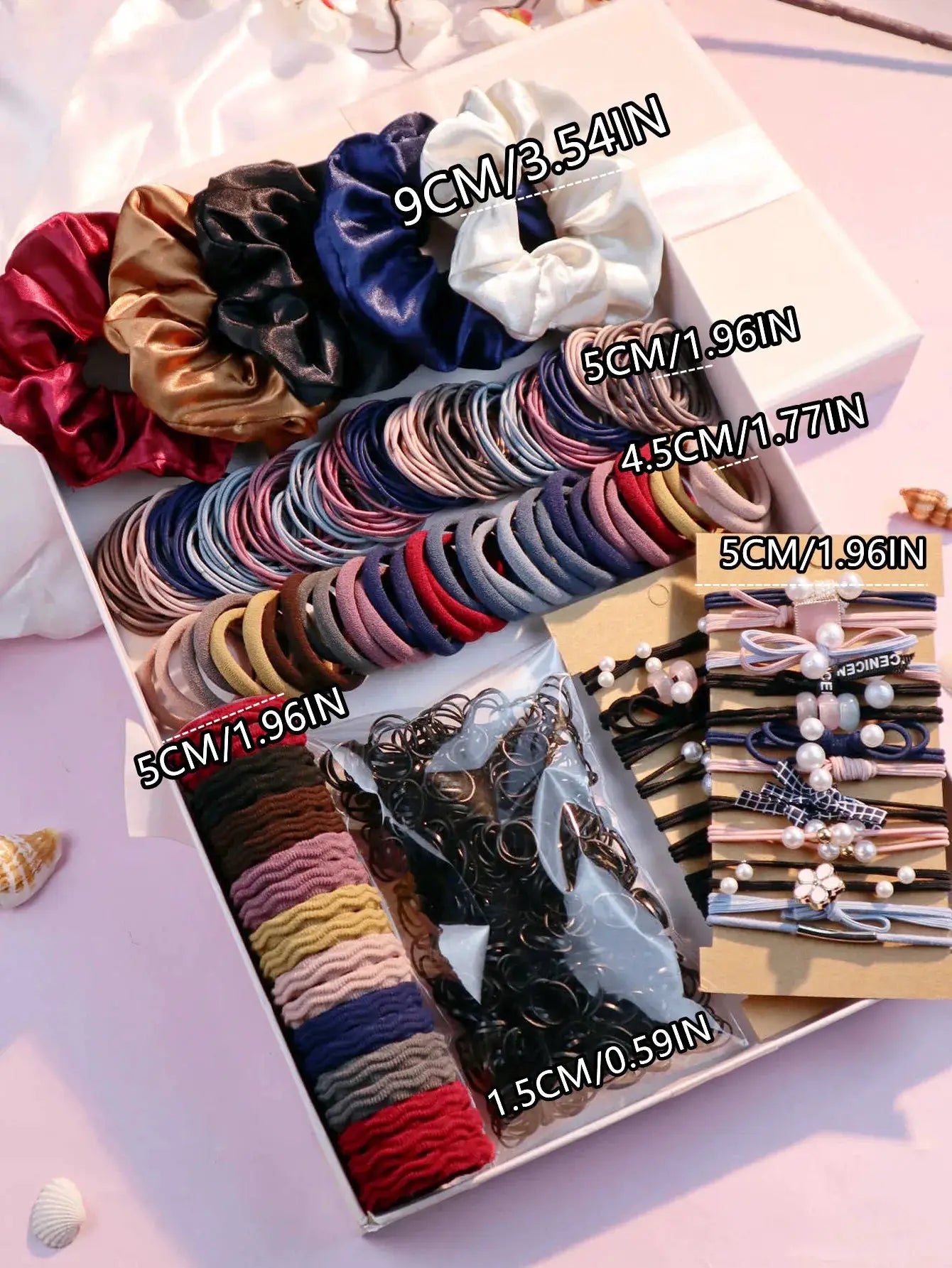 1085Pcs Dark Hair Accessories For Women Set Seamless Ponytail Holders Scrunchies Hair Bands Hair Ties