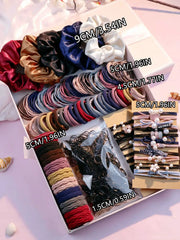 Hair accessory set by Simples Market, 1085pcs dark scrunchies, seamless ponytail holders and hairbands