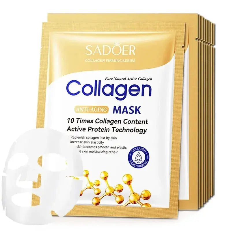 SADOER Collagen Face Mask Sheet Mask For Firming Moisturizing Repair And Brightening Skincare 5 10 20 30 Count