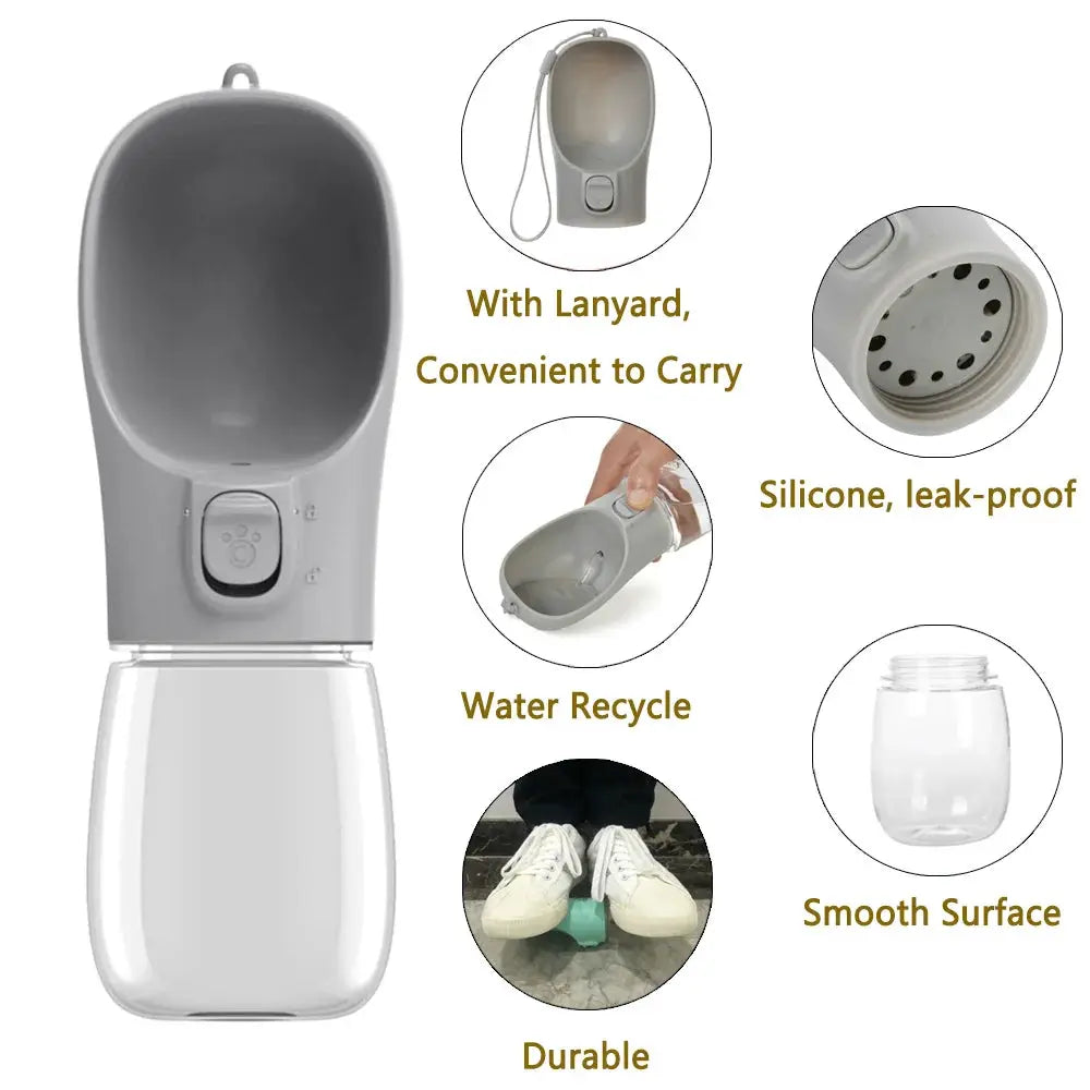 Portable Dog Water Bottle With Leakproof Drinking Bowl For Outdoor Hiking And All Dog Sizes