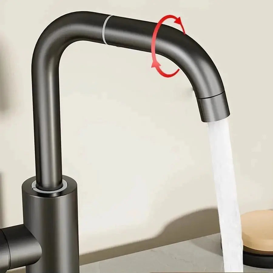 Simples Market 360° rotating black mixer faucet for bathroom/kitchen with countertop sink accessories