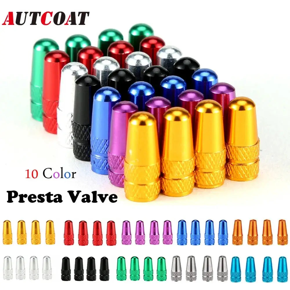 Aluminum Alloy Presta Valve Caps 4 Pack for Road Bike MTB Track Tires French Valve Air Caps