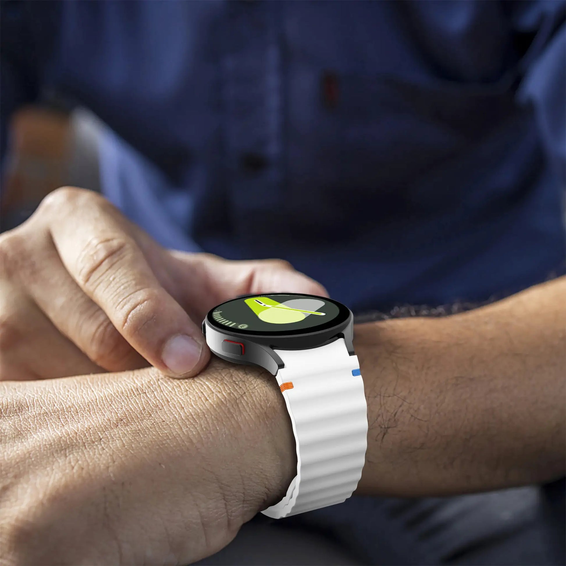 Simples Market silicone band for Samsung Galaxy Watch 6/7 series, white with color-accent tabs