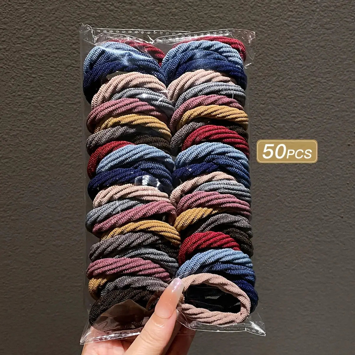 50 Mixed Color Girl Hair Ties Nylon Breathable Geometric Pattern Durable Secure Hold Hair Accessories For Everyday Wear