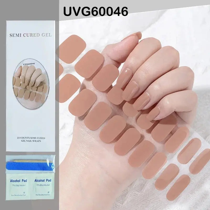 NailLux Semi Cured Nail Wraps For 16 To 20 Tips Easy Full Cover Adhesive Press On Nails Gel Finish UV LED Compatible