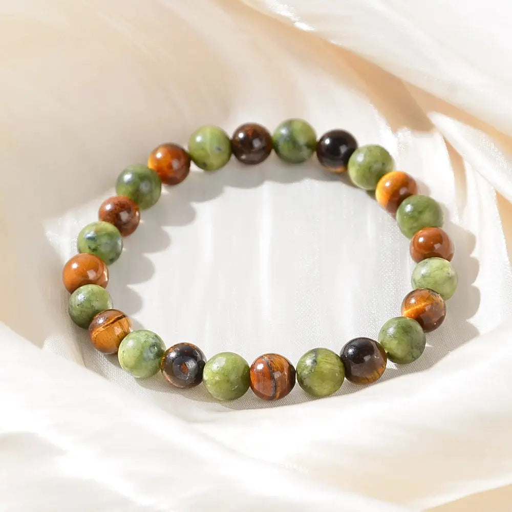 Prosperity and Abundance Healing Bracelet by Simples Market; green aventurine and tiger eye beads