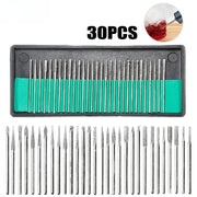 30 Piece Diamond Burr Set With Case For Dremel Rotary Tools 2.35mm And 3mm Shanks Grinding Polishing Drill Bits