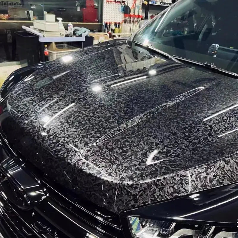 Glossy Laser Forged Carbon Fiber Vinyl Wrap Self Adhesive Car Film For Automotive Styling Interior Exterior Waterproof