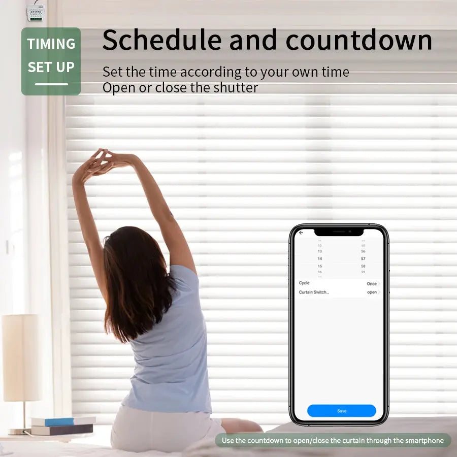 Tuya WiFi Smart Curtain Switch for roller blinds; 433MHz RF; works with Alexa & Google Home - Simples Market