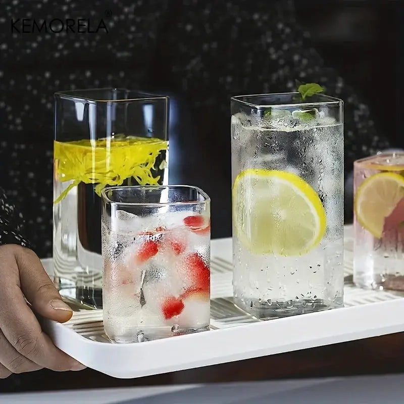 4 Pack Thin Highball Glasses 15oz And 19oz Clear Tall Drinking Glasses For Water Juice Beer Cocktails