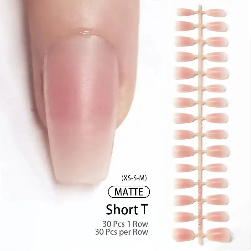 GlamNail Matte Nude Press On Nails Full Cover Easy Quick Extension 30 Piece Set For At Home Manicure