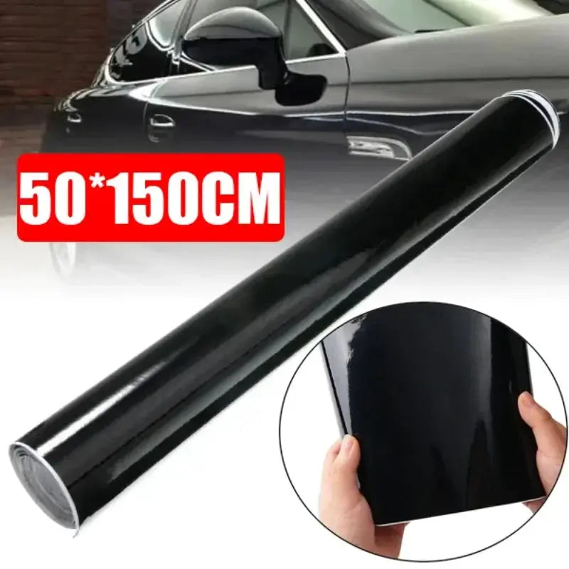 Gloss black car body vinyl wrap roll 150x50 cm, self-adhesive by Simples Market