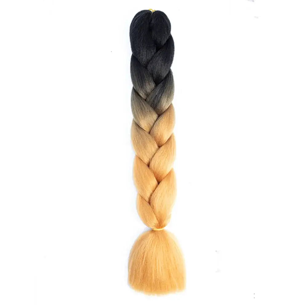 24-inch jumbo synthetic crochet braiding hair extension, Afro ombre black to blonde.