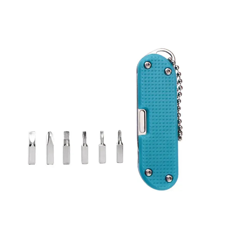 Multifunctional Outdoor Folding Knife With Screwdriver Bits Keychain Tool Stainless Steel Portable Pocket Knife