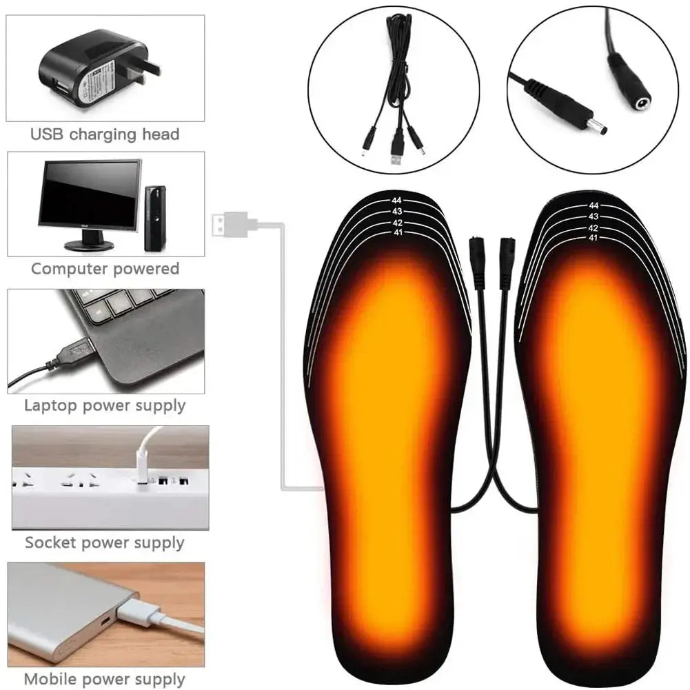Simples Market USB heated insoles pair for feet with warming pads; USB-powered with multiple power options