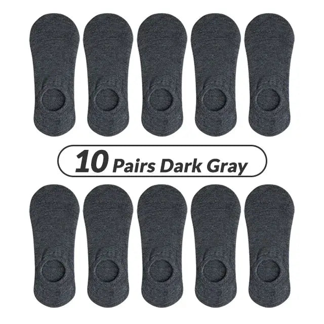Men Invisible No Show Socks 5 Or 10 Pairs Breathable Cotton Silicone Non Slip Ankle Boat Socks