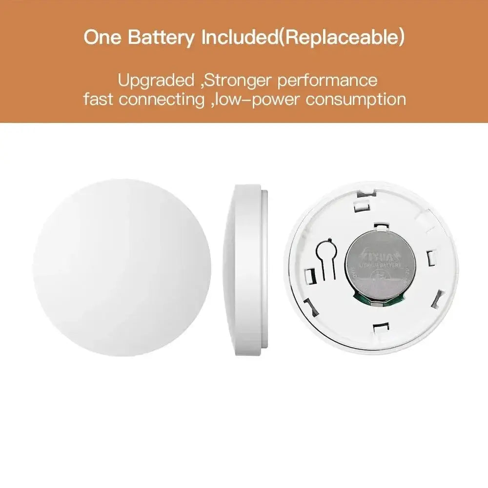 Zigbee smart wireless button switch by Simples Market, white round button with battery included, Tuya compatible