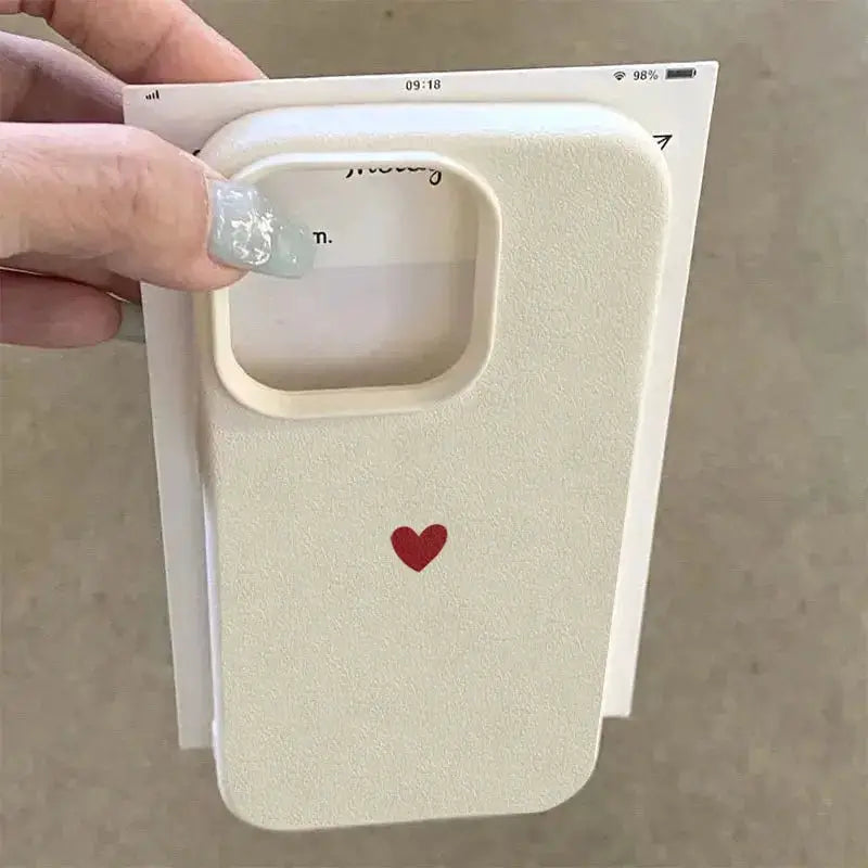 iPhone case Simples Market red love-heart soft TPU for multiple iPhone models (cream)