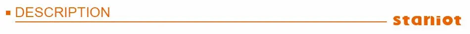 Staniot wireless strobe siren banner with DESCRIPTION heading and Staniot logo