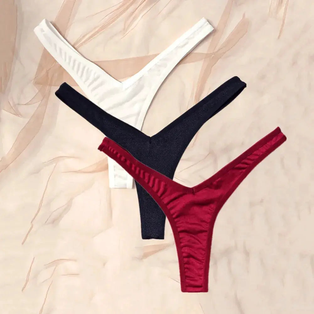 Low-waist thong underwear set for women in white, black, and red (3-pack)