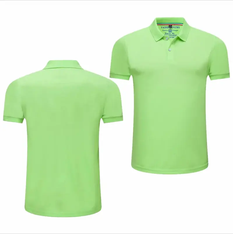 Polo shirt lime green solid color, unisex short-sleeve casual top by Simples Market