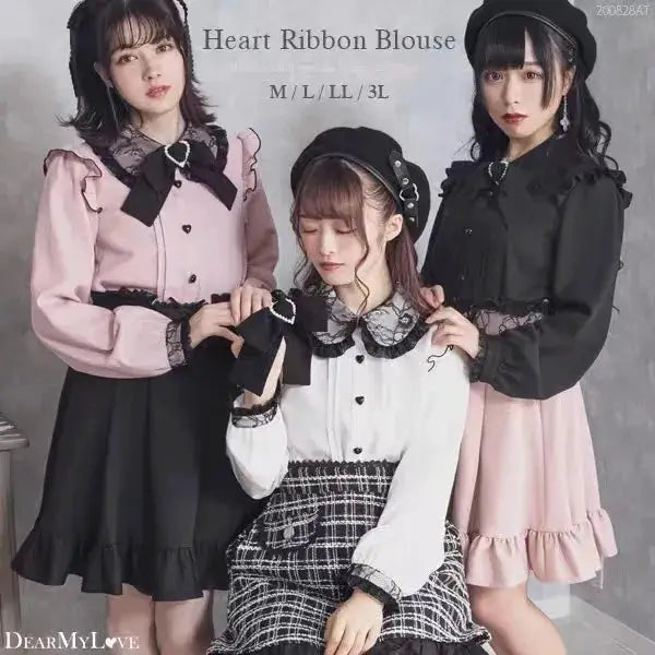 Gothic Lolita ribbon short suspender plaid skirt outfits, 3 models shown, DearMyLove