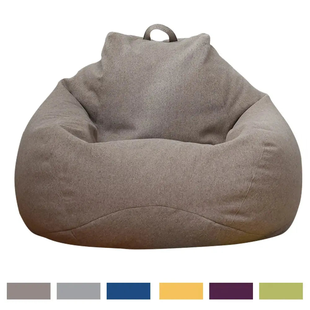 Bean bag chair by Simples Market in taupe fabric, adults' lounger without filler