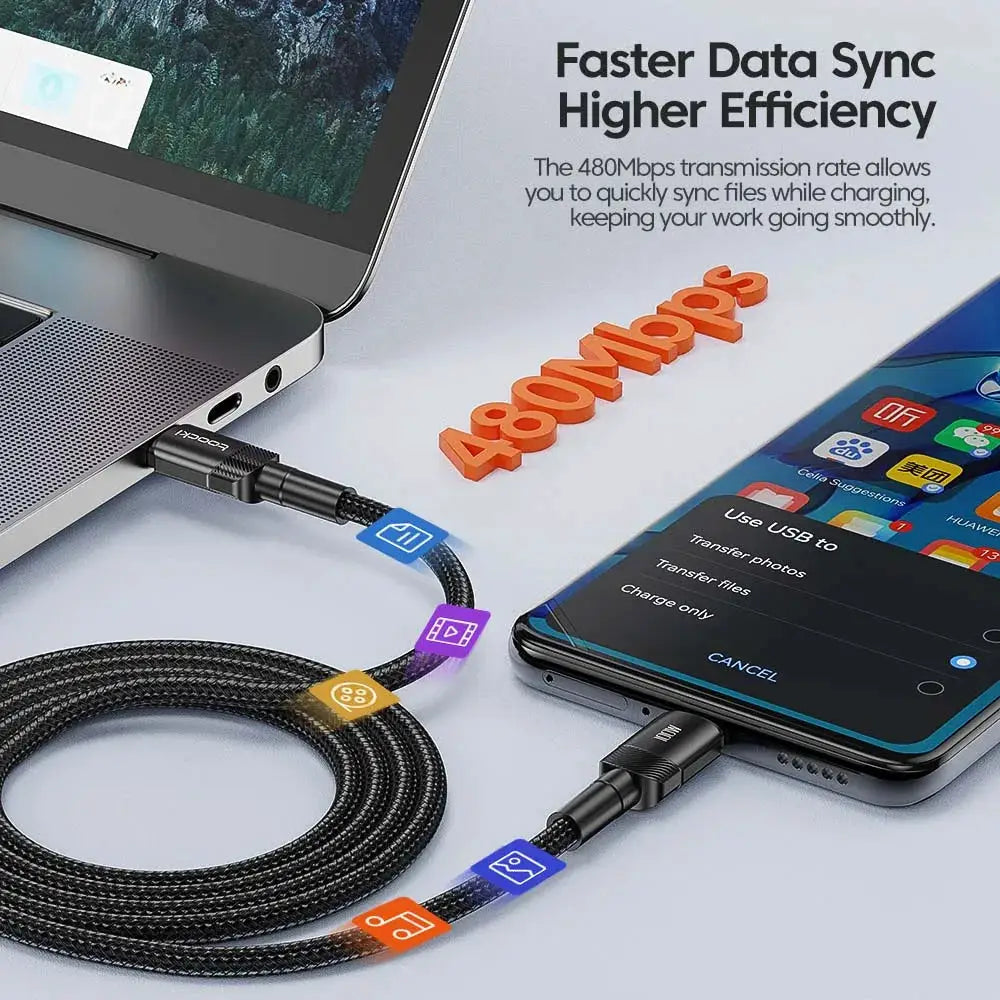Toocki 100W USB C To USB C Cable PD 3.0 Quick Charge 4.0 Fast Charging And High Speed Data Transfer