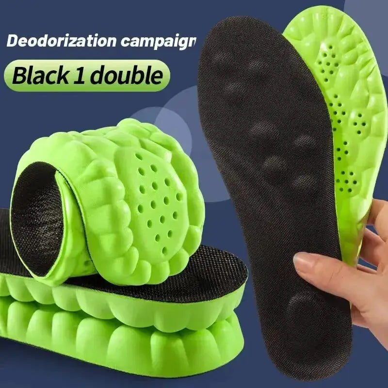 4D Cloud Technology Insoles For Shoes PU Memory Foam Breathable Cushioned Shock Absorption Arch Support For Running