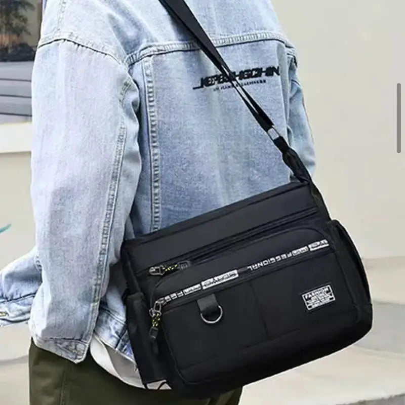 UrbanPulse Mens Crossbody Bag Ultra Lightweight Nylon With Multi Layered Pockets And Adjustable Strap