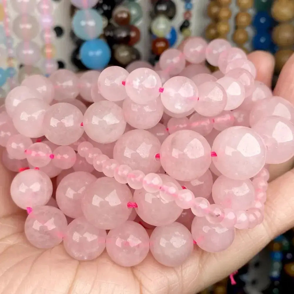 1 Strand 45pcs Natural Stone Beads Set Rose Quartz Tiger Eye Black Obsidian For Jewelry Making DIY Bracelet Necklace