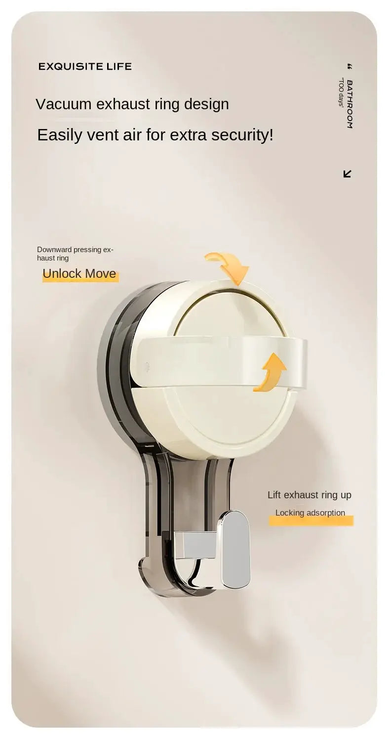Simples Market cream vacuum suction hook with ring design, adhesive wall-mount for bathroom or kitchen