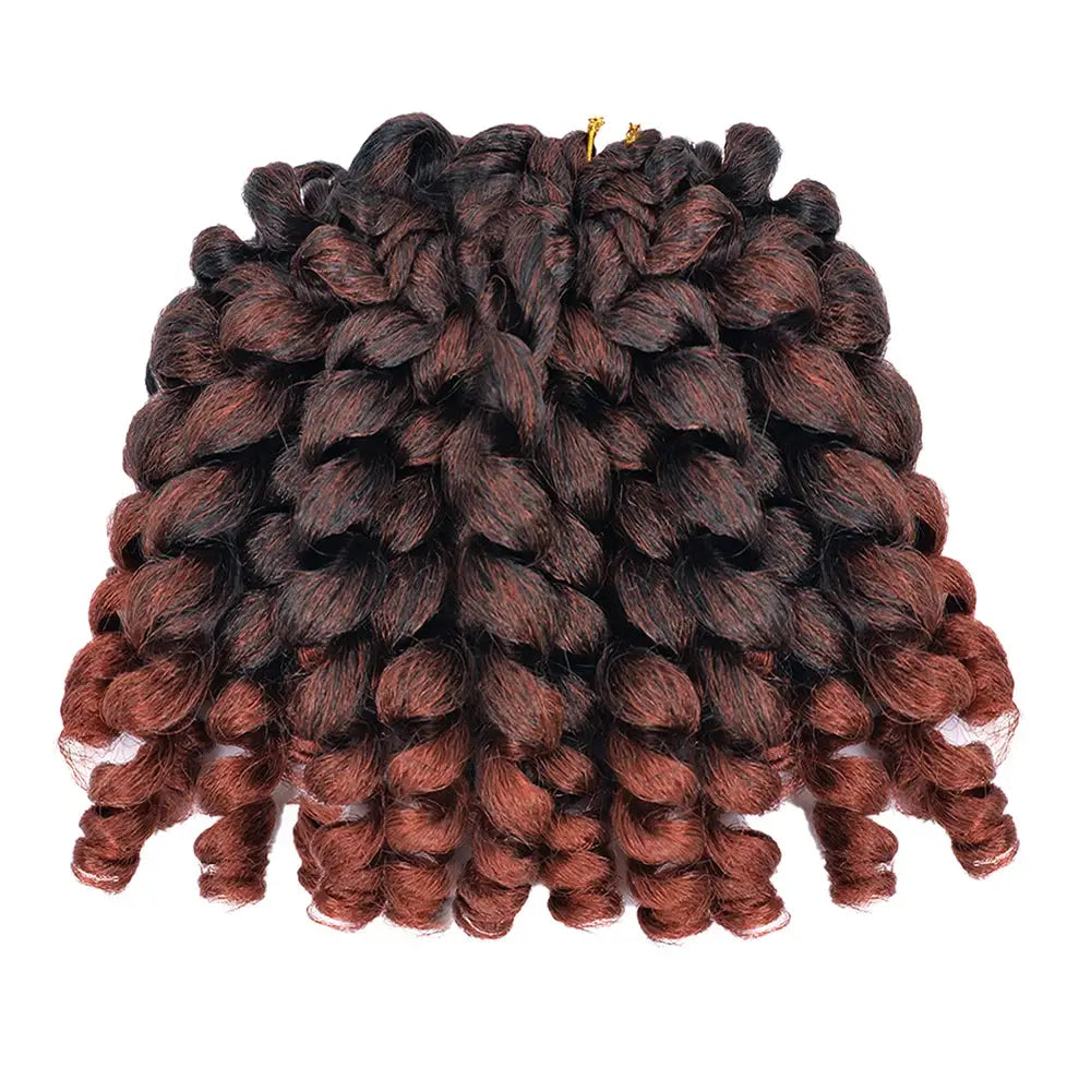 Crochet braiding hair with jumpy wand curls; synthetic ombre from black to burgundy